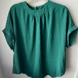 Green on Green Swiss Dot Style Blouse - Shein - EUC - 100% Poly - Size 1XL